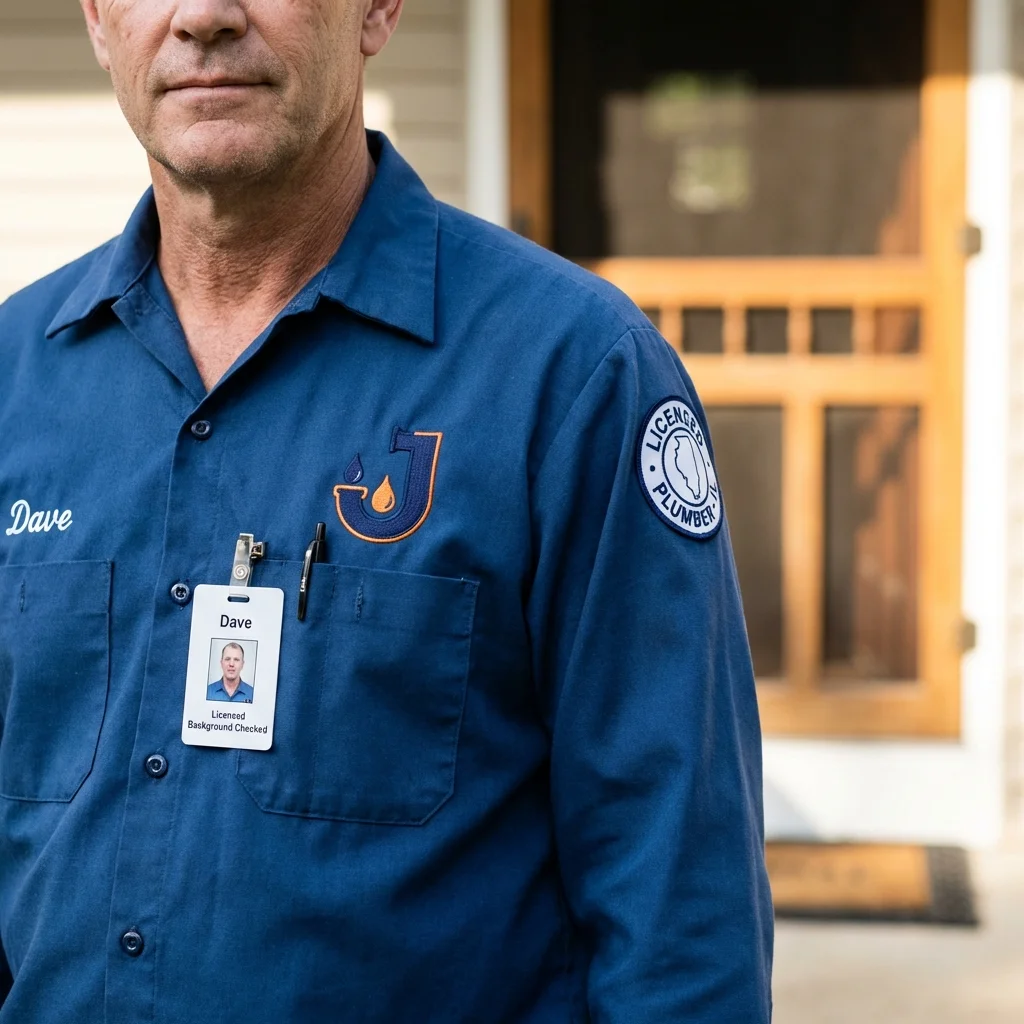 Licensed plumber showing ID badge in Fort Davis, TX