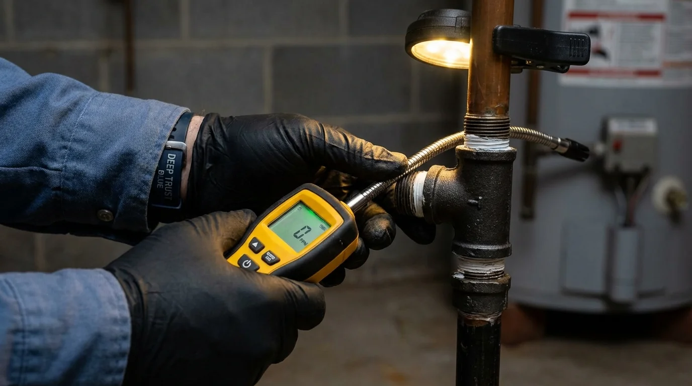 Gas leak detection with electronic sniffer by Johns Plumbing LLC in Fort Davis