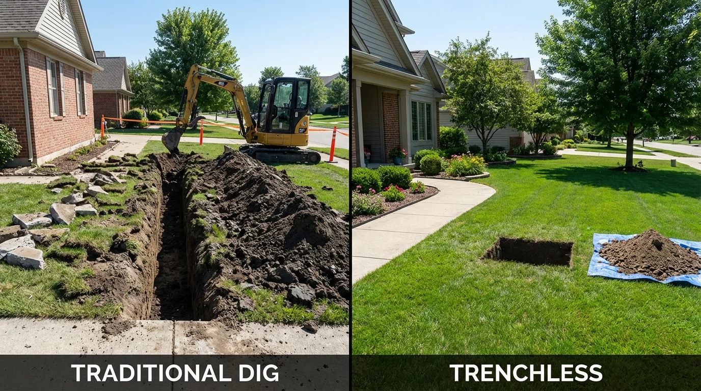 Trenchless sewer repair with minimal yard damage versus traditional excavation in Fort Davis, TX
